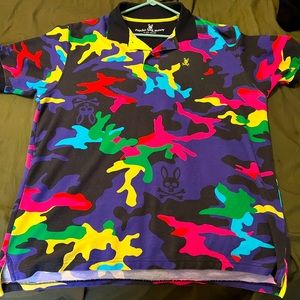 Psycho Bunny multi color camp polo shirt